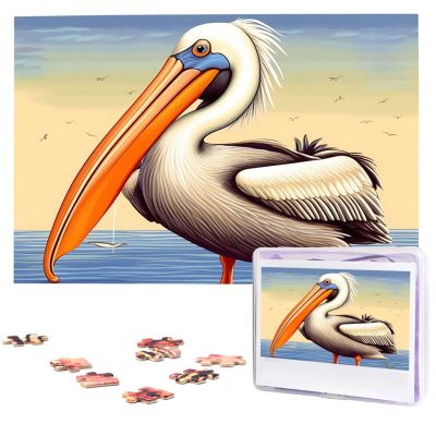 1000PCS Jigsaw Puzzle for Adults Personalized Picture Puzzle Pelican Birds Customized Wooden Puzzle for Family, Birthday, Wedding, Game Nights Gifts Animal Puzzle 29.5x19.7 inches