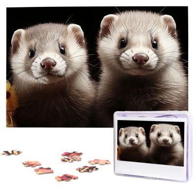 1000PCS Jigsaw Puzzle for Adults Personalized Picture Puzzle Ferrets Customized Wooden Puzzle for Family, Birthday, Wedding, Game Nights Gifts Animal Puzzle 29.5x19.7 inches