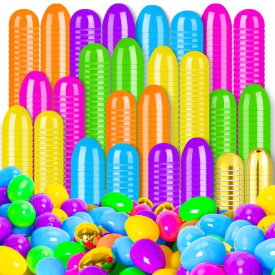 MGparty 150 Pcs Easter Eggs 2.36" Bright Plastic Fillable Easter Eggs Empty with 12 Golden Eggs for Easter Basket Stuffers, Party Favors, Egg Hunt Supplies, and Easter Decorations