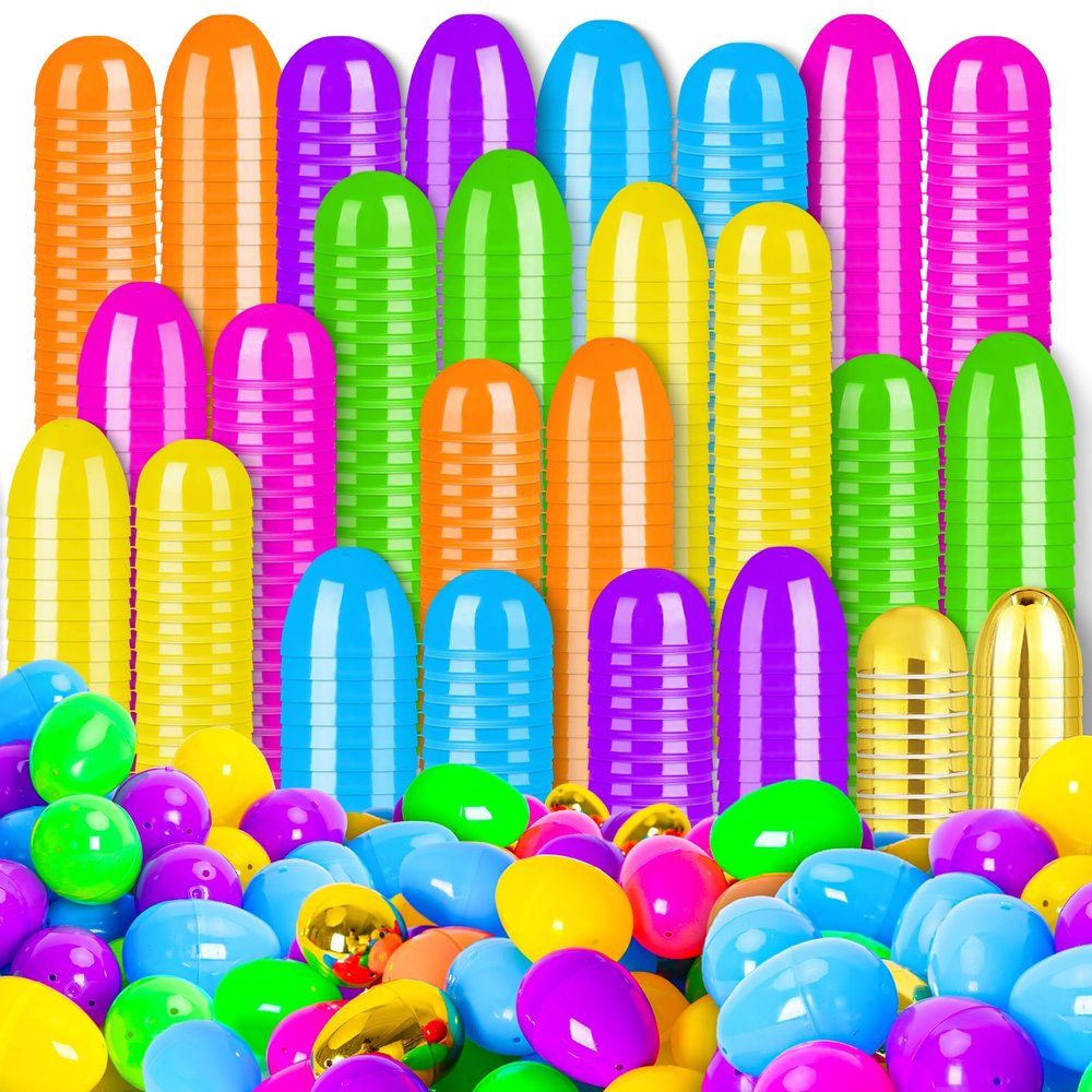 MGparty 150 Pcs Easter Eggs 2.36" Bright Plastic Fillable Easter Eggs Empty with 12 Golden Eggs for Easter Basket Stuffers, Party Favors, Egg Hunt Supplies, and Easter Decorations
