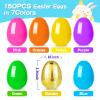 MGparty 150 Pcs Easter Eggs 2.36" Bright Plastic Fillable Easter Eggs Empty with 12 Golden Eggs for Easter Basket Stuffers, Party Favors, Egg Hunt Supplies, and Easter Decorations view 2