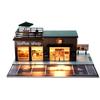 Cotymko 1/64 Diorama Garage, Model car Garage and Display case, Coffee House Diorama Display Parking lot with LED Lights and 5 Outdoor Parking Spaces for Toy car Collectors view 1