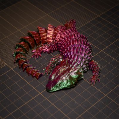 3D Lizard Toy, Chameleon, Animal Fingertip Printed Toys for Autism Hyperactivity Disorder - Home Office Decor Executive Desk Toys (C-Red Green Purple, 13.78 IN)