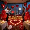 1060PCS Valentine's Day Balloons Kit with 1000 Pcs Silk Rose Petals I Love You Balloons 50Pcs Heart Hanging and Heart Print Balloon Set for Valentine's Day, Wedding Party Decorations Supplies view 4