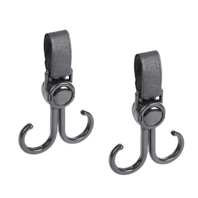 2pcs Bike Stroller Hooks, Adjustable Double Swivel Hooks for Hanging Bags, Multifunctional for Bicycle and Stroller