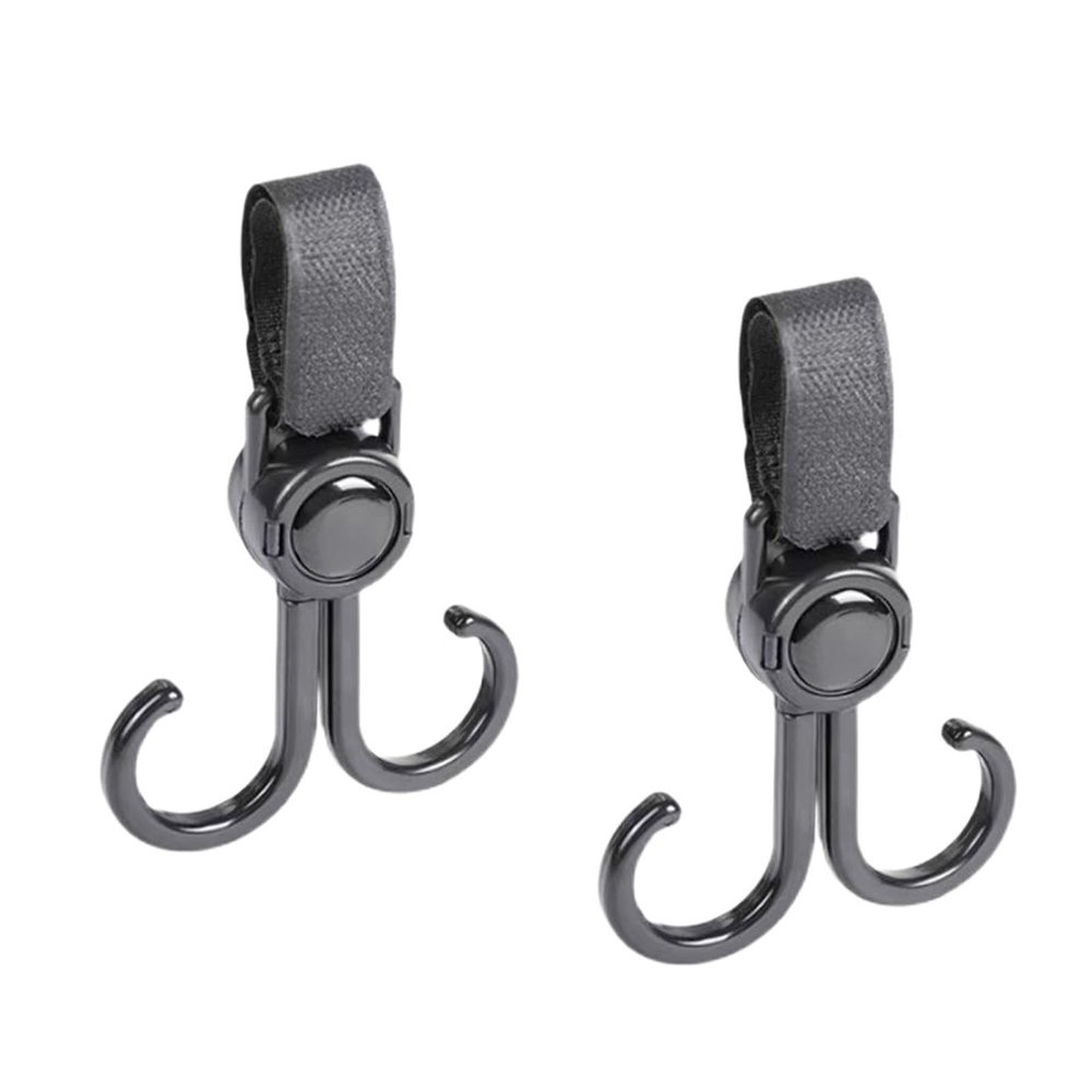 2pcs Bike Stroller Hooks, Adjustable Double Swivel Hooks for Hanging Bags, Multifunctional for Bicycle and Stroller