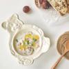 GANYKQ Ceramic Bowl Cartoon Bear Shaped Bowls for Kids Lunch Bowl White or view 2
