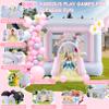 Inflatable Bounce House for Kids All-in-ONE w/Macaron Balloons, Catch Ball Set, Punching Bag, Beachball, Basketball, 106 x 85 x 80 Jump Castle with Slide & Basketball Hoop for Indoor/Outdoor view 2