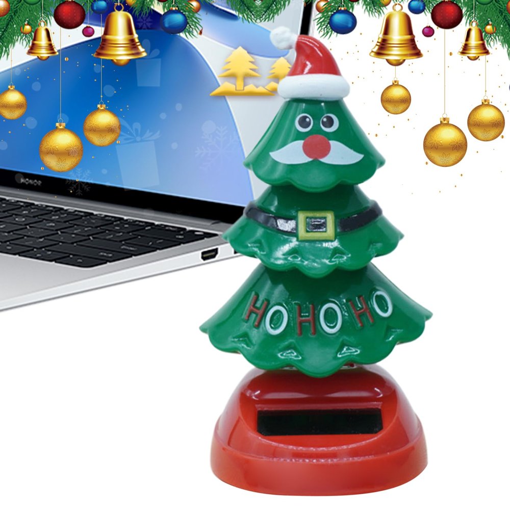 Solar Swinging Tree, Christmas Solar Powered Dancing Toys, Christmas Solar Wobble Figure Christmas Tree Swinging Toy? Christmas Tree Solar Dancing Ornaments, Car Dashboard Decoration