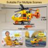 XUEXUE Large Rescue Helicopter Toy 15 Inch, Yellow Emergency Helicopter with Crane & Hanging Tray, Lights and Sounds, 112 Rescue Sign, Helicopter Toys for Kids 3-7, Birthday Gift view 3
