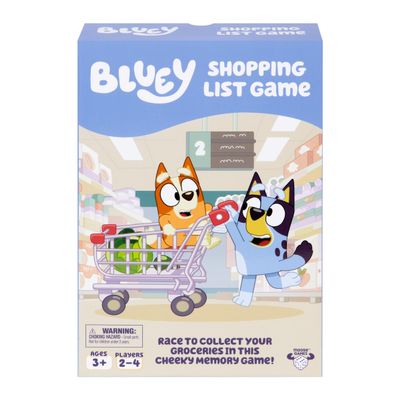 Bluey Shopping List Game, Join Bluey, Bingo, Bandit & Chilli On A Fun Supermarket Adventure, Race to Fill Your Trolley in This Fun Memory and Matching Game, for Ages 3+, 2-4 Players