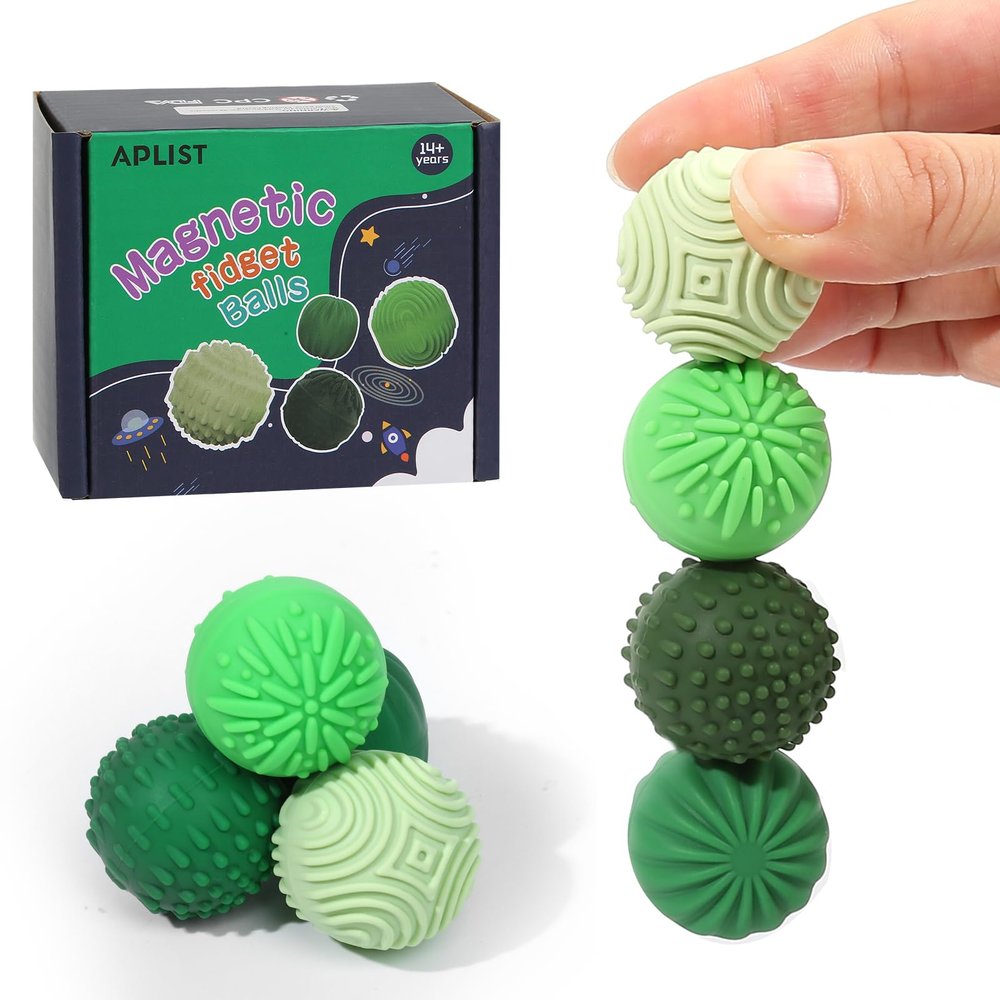 APLIST Silicone Magnetic Balls Fidgets for Adults Teens, Stress Anxiety Relief Sensory Toys for Autism ADHD, Large Texture Magnet Balls Office Desk Toy, Quiet Fidgets Items for Fingers Hands
