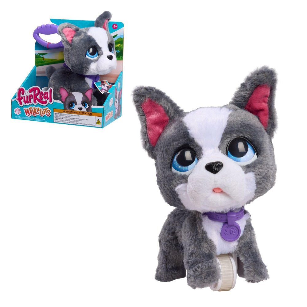 FurReal Walk-A-Lots French Bulldog, 8 Inch Tall Interactive Toy Dog, for Boys and Girls, Ages 4 and Up by Just Play, Kids Toys for Ages 4 Up by Just Play
