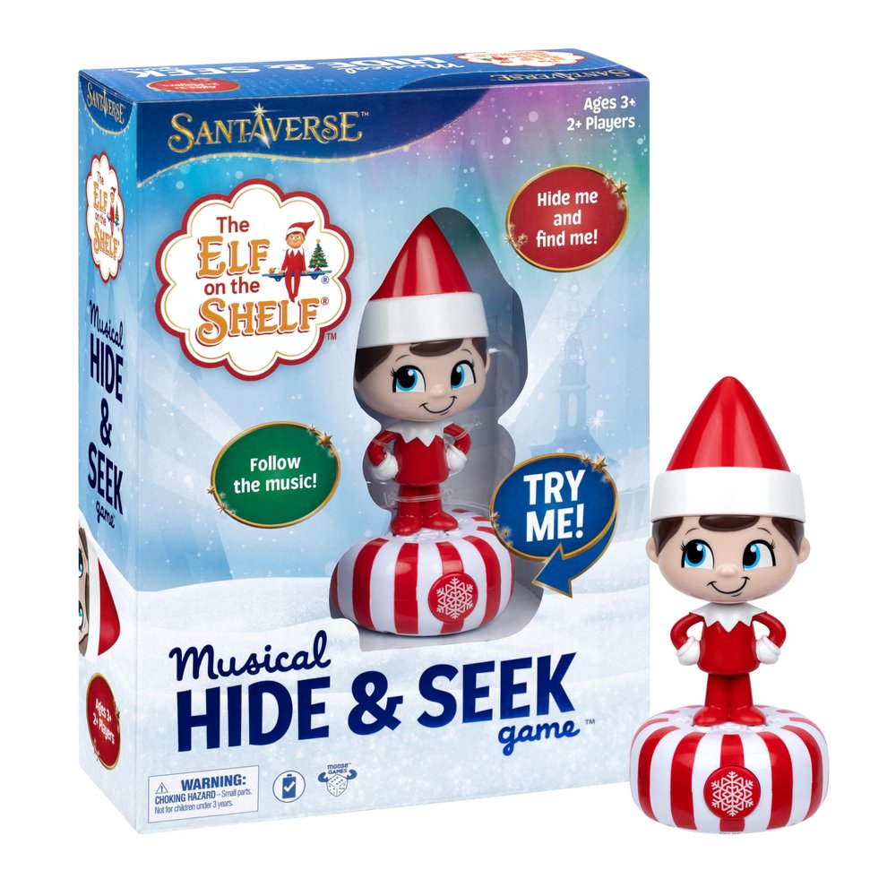 The Elf On The Shelf Musical Hide & Seek Game, Hide The Electronic Scout Figure, The Elf Plays Music & Sounds Every Few Seconds to Help Kids Find Him, When Found, Kids Can Celebrate As He Plays Music