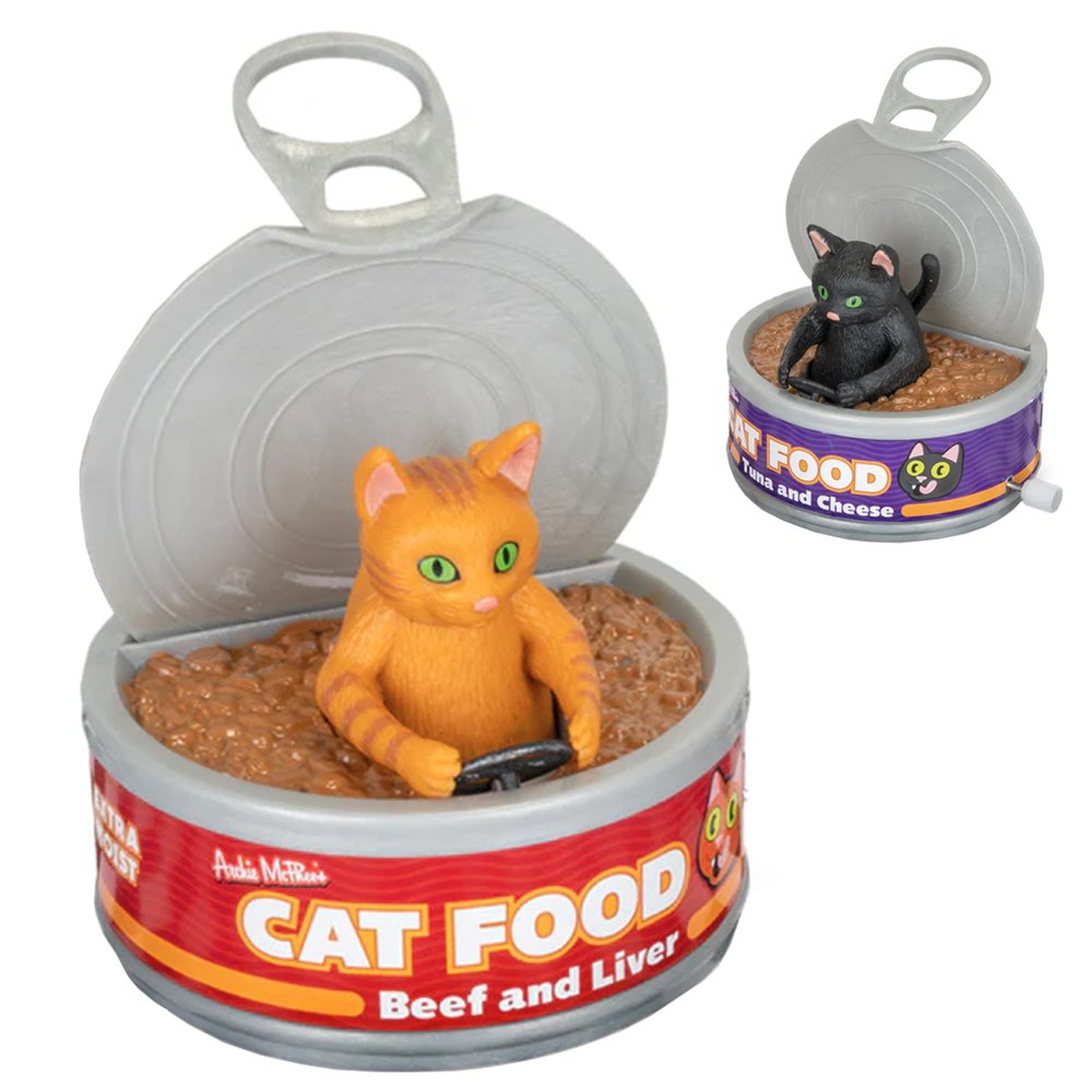 Archie McPhee Wet Food Joyride Wind-Up Cat Cans Hilarious Soft Vinyl Toy Car for Cats, Fun Racing Action (Colors May Vary - One Cat Per Order)
