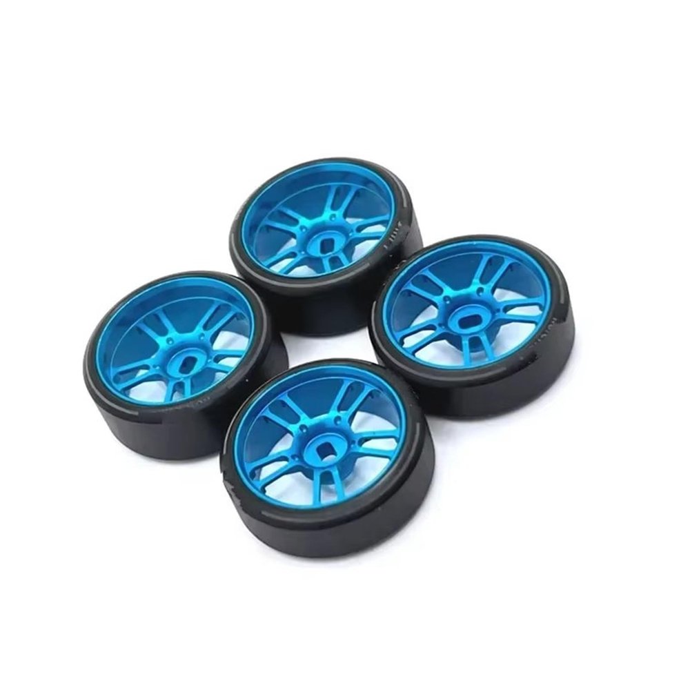 Compatible with Wltoys 284131 K969 K979 K989 P929 for Kyosho for Mini-Z 1/28 RC Car Upgrades Parts 27Mm Drift Tire Tyre Metal Wheel Rim RC Tires(Blue)