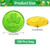 100 PCS St. Patrick's Day Coins - Lucky Gold Green Shamrock Clover Coins Party Favors for St. Patrick's Day Decorations, Irish Themed Party Supplies, Birthday, Parade Throws, Outdoor Treasure Hunts view 2