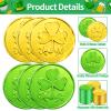 100 PCS St. Patrick's Day Coins - Lucky Gold Green Shamrock Clover Coins Party Favors for St. Patrick's Day Decorations, Irish Themed Party Supplies, Birthday, Parade Throws, Outdoor Treasure Hunts view 3