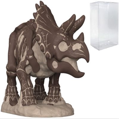 POP Movies: Jurassic Park Fossil - Triceratops Funko Vinyl Figure (Bundled with Compatible Box Protector Case), Multicolor, 3.75 inches