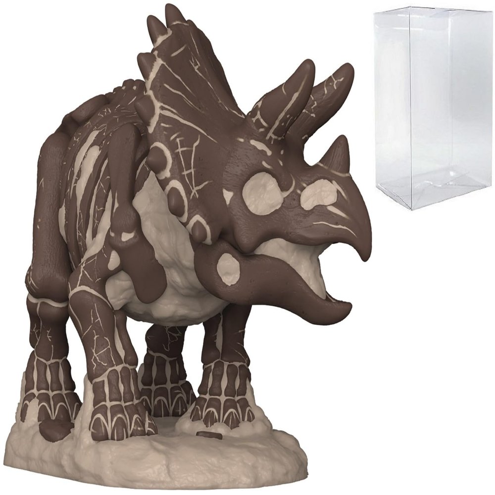 POP Movies: Jurassic Park Fossil - Triceratops Funko Vinyl Figure (Bundled with Compatible Box Protector Case), Multicolor, 3.75 inches