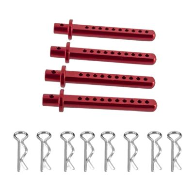 for Axial for Scx10 Upgrade 1/10 Shell Column Mount Body Post Holder with R Clips Metal for Parts Remote Control Rc Crawler Car Accessories RC Upgrade Accessories(Red)