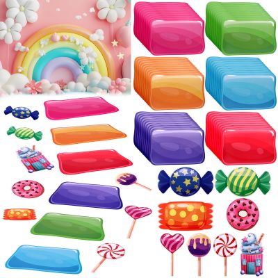 100Pcs Colorful PVC Floor Stickers Candy Themed Party Decoration Candyland Floor Decals Runway Rug Hallway Runner Rug Princess Candy Land Trunk or Treat Car Decoration (100)