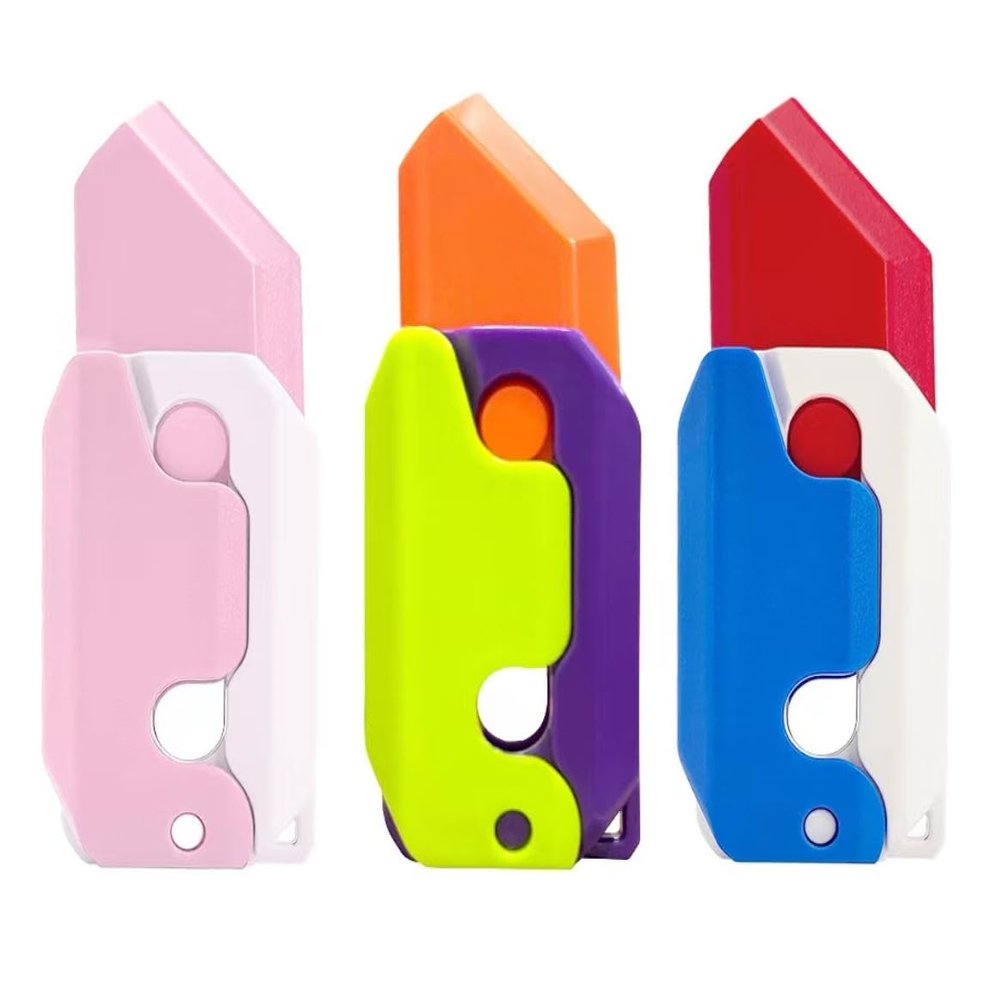 3D Printing Fidget Knife Toy for Adults - Funny Plastic EDC Carrot Knife Toy - Sensory Toys Anxiety Stress Relief Toy - Stocking Stuffers Gift ( PinkWhite+GreenPurple+BlueWhite)