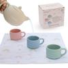 Ginbear Silicone Play Kitchen Tea Set with Washable Cloth Napkin for Toddlers & Kids 1-3, Non-Toxic Unbreakable Baby Bath Toys for Children 12 Months+ (Beige, Blue, Green, Rosy) view 1