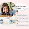 Ginbear Silicone Play Kitchen Tea Set with Washable Cloth Napkin for Toddlers & Kids 1-3, Non-Toxic Unbreakable Baby Bath Toys for Children 12 Months+ (Beige, Blue, Green, Rosy) view 2