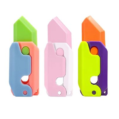 3D Printing Fidget Knife Toy for Adults - Funny Plastic EDC Carrot Knife Toy - Sensory Toys Anxiety Stress Relief Toy - Stocking Stuffers Gift (Pinkwhite + GreenPurple + Lighting)