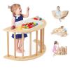 Costzon Wooden Arch Sensory Table for Kids, 6-in-1 Toddler Indoor Montessori Climbing Toys with Cushion, Foldable Storage Bin, Arch Climber Ladder Learning Playset for Kids Gift Presents view 1
