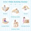 Costzon Wooden Arch Sensory Table for Kids, 6-in-1 Toddler Indoor Montessori Climbing Toys with Cushion, Foldable Storage Bin, Arch Climber Ladder Learning Playset for Kids Gift Presents view 3