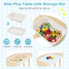 Costzon Wooden Arch Sensory Table for Kids, 6-in-1 Toddler Indoor Montessori Climbing Toys with Cushion, Foldable Storage Bin, Arch Climber Ladder Learning Playset for Kids Gift Presents view 4