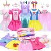 16 Pcs Princess Dress Up Clothes for Little Girl Role Play Costume Gift Set, Princess Mermaid Pretent Play Outfit Toys for Toddler Girls, Cosplay Birthday Party Gift for Girls Age 3 4 5 6 7 + Year Old view 1