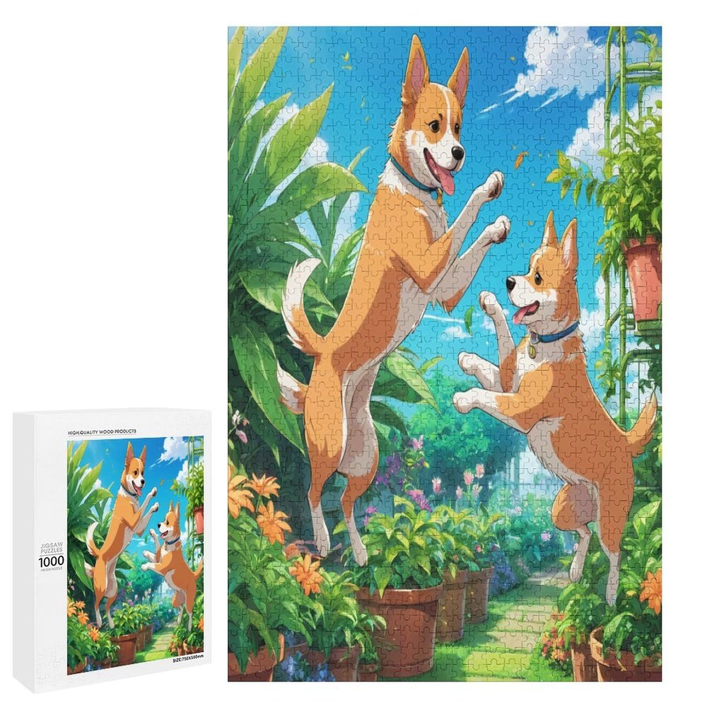 1000 Piece Adult and Teen Puzzles Animals Themed Puzzles Dogs Jumping Into Garden Fun and Challenging Gifts for Friends Bedroom Decorative Art