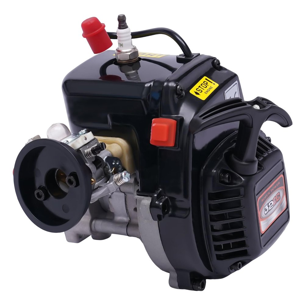 2 Stroke 32cc 4 Bolts Motor Engine, Gasoline Engine Air Cooled Recoil Start for 1/5 Redcat Hpi ROVAN KM Baja 5B 5SC Car Parts, 2.38/13000 KW/RPM