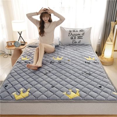 TFGAJKKKKK Single Bed Pad 150 x 200 cm Flannel Wine Red with 4 Elastics Moisture Absorbing Heat Generating Microfiber (Grey 200 x 220 cm)