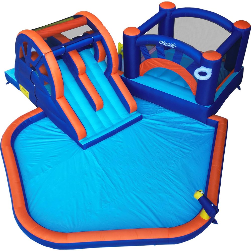 Hapcap Inflatable Water Slides for Kids Backyard,Water Park Bounce House with Big Splashing Pool,Climbing Wall,Air Blower