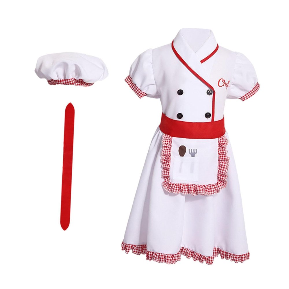 FytStycale Kids Chef Costume Set Baking Uniform Kids Kitchen Accessories for Cosplay Gift, S