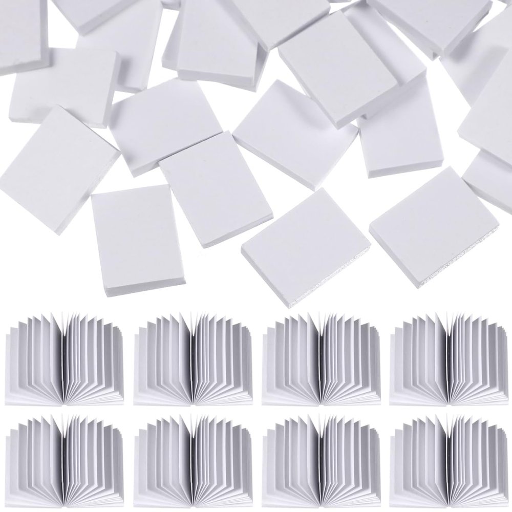 100PCS Miniatures Blank Books White Dollhouse Books Ornament for Crafts Bedroom Bookshelf Decoration Pretend Play Supplies