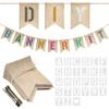 20 PCS Burlap Banner with 27 PCS Letters Stencil DIY Customizable Birthday Party Banners Decorations for Wedding, Camping view 1