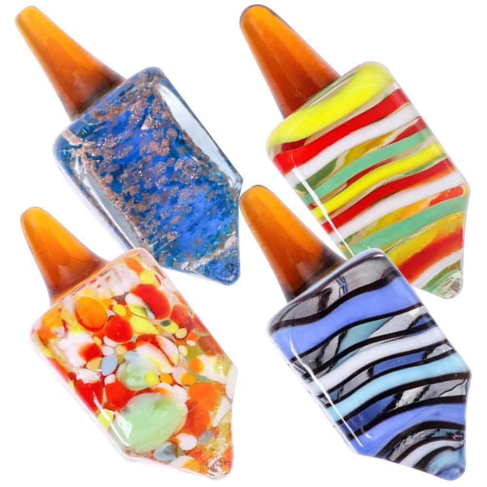 Dreidels for Hanukkah 4Pcs Exquisite Glass Dreidel Lightweight Collectible Dreidels Hanukkah Decorations for Tabletop Living Room, Dreidels