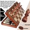 2 in 1 Wooden Chess and Checkers Set - Folding Magnetic Chess Board with Storage Slots, Chess Pieces, Portable Travel Chess Set for Adults & Kids, Includes Carry Bag view 4