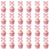 12pcs Pink Bow Cupcake Toppers, Bowknot Cupcake Toppers Pink Ribbon Bow Cake Topper Picks Birthday Decorations for Wedding Baby Shower Bachelorette Party view 1