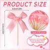 12pcs Pink Bow Cupcake Toppers, Bowknot Cupcake Toppers Pink Ribbon Bow Cake Topper Picks Birthday Decorations for Wedding Baby Shower Bachelorette Party view 2