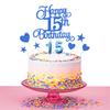 15th Birthday Cake Decoration, 15th Number Candle Happy Birthday Glitter Cake Decoration Card Anniversary Holiday Cake Decoration Insert Card view 3