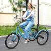 24 Inch Adult Tricycle, 7 Speed Three Wheel Bike with Dual Chain and Large Rear Basket, High Carbon Steel Frame Cruiser Trike for Women, Men, Seniors, Ideal for Shopping and Recreation Atrovirens view 2