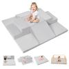 Rinnebbit 6-Piece Foam Climbing Blocks for Toddlers, Climb and Crawl Soft Foam Play Set with 47x47 Inch Baby Play Mat for Floor, Machine Washable Cover, Soft Climbing Toys for Toddlers 1-3 (Gray) view 1