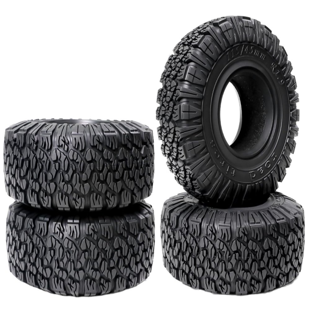 1.9in RC Rubber Tires,115X45mm Wheel Tires Set for 1/10 RC Crawler Car Axial SCX10 III AXI03007 TRX4 RBX10 RC4WD D90 cc01 Redcat Gen8 Upgrade Part(Black)