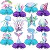 12PCS Mermaid Birthday Decorations Mermaid Birthday Honeycomb Centerpieces Mermaid Table Decorations for Under The Sea Party Decorations, Baby Shower, Ocean Theme Events, Kids Birthday Party Favors view 1